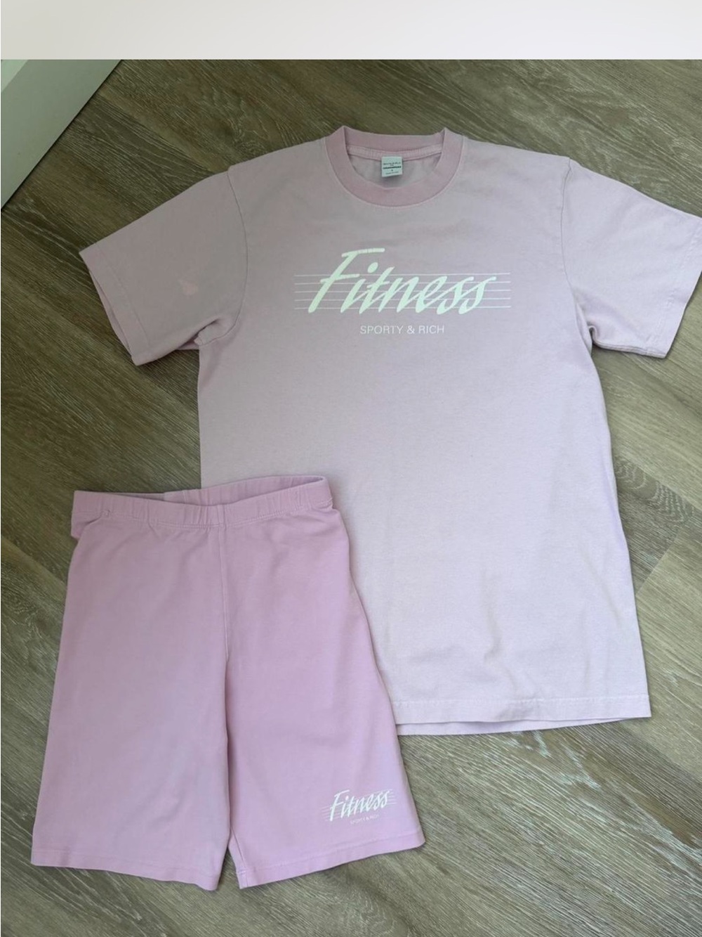 Sporty & Rich Pink 'Fitness' short and tee shirt set
